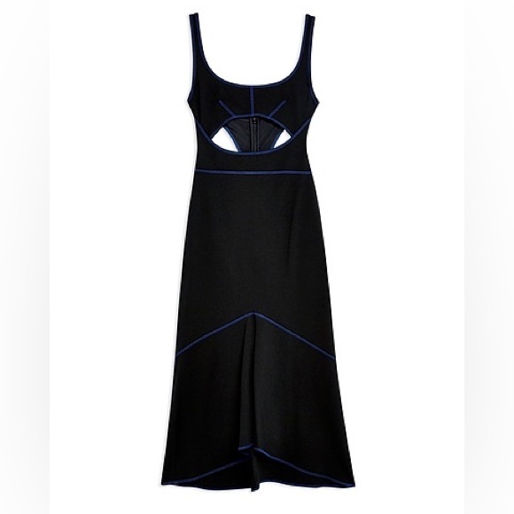 120. TopShop Black & Blue Cut-out Midi Dress 6 - Picture 4 of 11